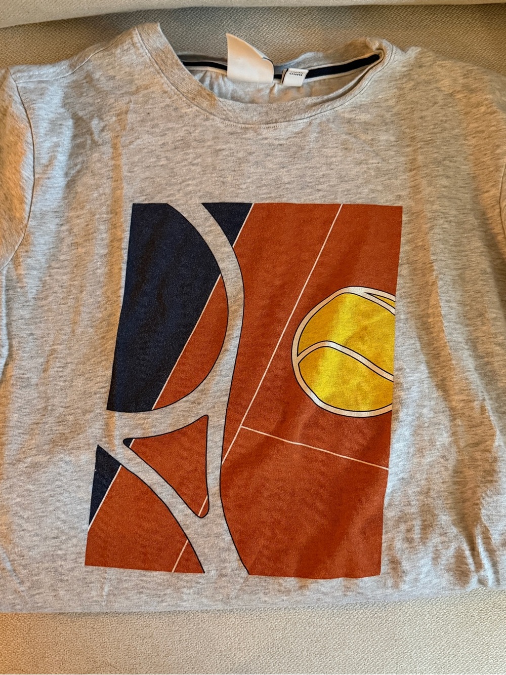 Lacoste Gray Tennis Tee with Orange, Navy & Yellow Graphic - Picture 4 of 4
